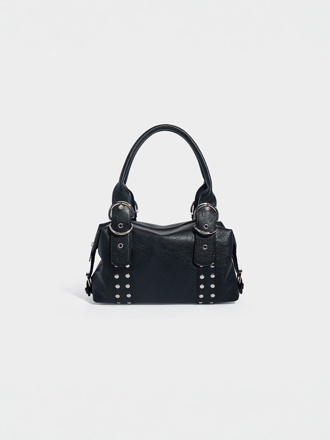 Studded Decor Shoulder Bag with Buckle Detail